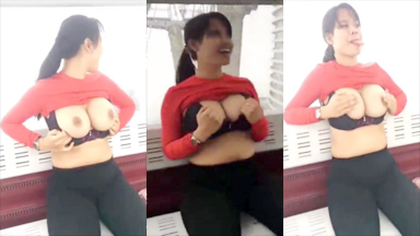 Pinay Big Natural na Dede, Flex niya sa Public
