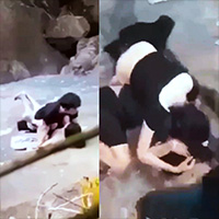 Magjowang Nagbrebreeding sa Tabing Ilog, Huli sa Akto